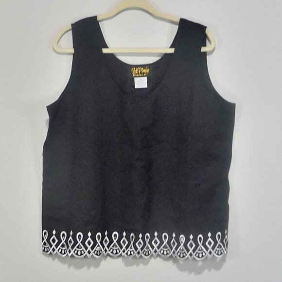 Bob Mackie Tops - Bob Mackie Wearable Art Size XL Linen Blend Tank Black